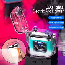 Load image into Gallery viewer, Outdoor Camping Waterproof Lighter Windproof Lighter Electric Flashlight Transparent Plasma ARC USB Rechargeable Lighters
