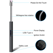 Load image into Gallery viewer, USB Type-C Fast Charging Metal Elbow Electric Arc Ignition Gun Windproof Kitchen Candle Gas Stove Pulse Plasma Lighter
