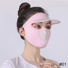 Load image into Gallery viewer, Summer Sunscreen Sunshade Face Shield Outdoor Cycling UV Resistant Sunshade Mask with Brim Lightweight Ice Silk Sunscreen Face Shield
