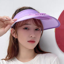 Load image into Gallery viewer, Cute Cartoon Sunscreen with Fan Sunshade Hat Parent Child Summer Sun Hat USB Charging Outdoor Sunscreen Cap
