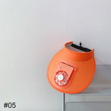 Load image into Gallery viewer, Cute Cartoon Sunscreen with Fan Sunshade Hat Parent Child Summer Sun Hat USB Charging Outdoor Sunscreen Cap
