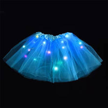 Load image into Gallery viewer, Children's LED Glowing Skirt Fluffy Skirt Soft Elastic Half Skirt Multicolored Glow Mesh Skirt for Girls
