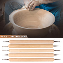 Load image into Gallery viewer, 5pcs/set Reusable Pottery Sculpting Pen Wooden Polymer Clay Ceramic Modeling Making Tools Embossing Ball Styluses Tool Kits
