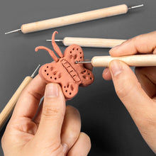 Load image into Gallery viewer, 5pcs/set Reusable Pottery Sculpting Pen Wooden Polymer Clay Ceramic Modeling Making Tools Embossing Ball Styluses Tool Kits
