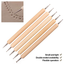 Load image into Gallery viewer, 5pcs/set Reusable Pottery Sculpting Pen Wooden Polymer Clay Ceramic Modeling Making Tools Embossing Ball Styluses Tool Kits
