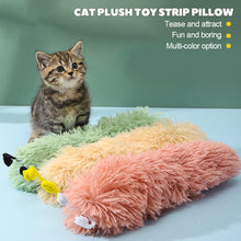 Load image into Gallery viewer, Cat Plush Strip Pillow with Catnip Caterpillar Shape Cat Teaser Toys Ringing Paper Pet Kitten Companion Toy
