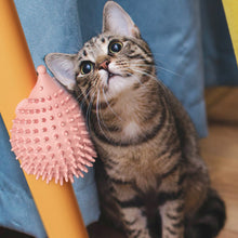 Load image into Gallery viewer, Cat Hedgehog Shpe Corner Brush with Teaser Wand Pet Massage Self Groomer Comb Brush Cat Rubs the Face with a Tickling Comb Cat Supplies
