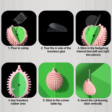 Load image into Gallery viewer, Cat Hedgehog Shpe Corner Brush with Teaser Wand Pet Massage Self Groomer Comb Brush Cat Rubs the Face with a Tickling Comb Cat Supplies
