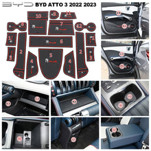 Load image into Gallery viewer, 16Pcs Car Rubber Dust-proof Mat Storage Interior Anti-slip Door Groove Cup Pad Gate Slot Car Rug Accessories for BYD Atto 3 2022 2023
