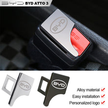 Load image into Gallery viewer, 1Pcs Car Hidden Safety Seat Belt Lock Buckle Head Clip Metal SeatBelt Plug Alarm Canceler Stopper Interior For BYD Qin Plusdmi Atto 3 Han EV Dolphin
