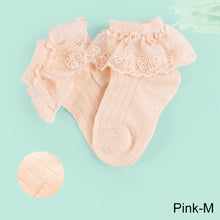 Load image into Gallery viewer, Children's Dance Lace Lace Socks Sweat-Absorbing Breathable Anti-Odor Cotton Socks Girls Ballet Latin Dance Socks
