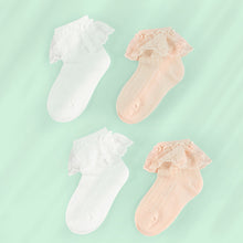 Load image into Gallery viewer, Children's Dance Lace Lace Socks Sweat-Absorbing Breathable Anti-Odor Cotton Socks Girls Ballet Latin Dance Socks
