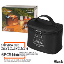 Load image into Gallery viewer, Mini Seasoning Bottle Set Outdoor Camping BBQ Black Pepper Salt Herb Bottle Kitchen Portable Storage Seasoning Box 6pcs/set With Storage Bag
