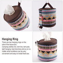 Load image into Gallery viewer, Outdoor Camping Foldable Ethnic Air Pumping Paper Box Car Household Roll Paper Tissue Box Hanging With Open Hole Paper Towel Small Cloth Bag
