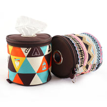 Load image into Gallery viewer, Outdoor Camping Foldable Ethnic Air Pumping Paper Box Car Household Roll Paper Tissue Box Hanging With Open Hole Paper Towel Small Cloth Bag

