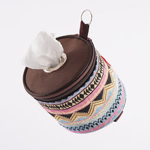 Load image into Gallery viewer, Outdoor Camping Foldable Ethnic Air Pumping Paper Box Car Household Roll Paper Tissue Box Hanging With Open Hole Paper Towel Small Cloth Bag
