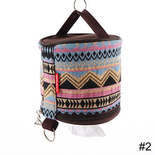 Load image into Gallery viewer, Outdoor Camping Foldable Ethnic Air Pumping Paper Box Car Household Roll Paper Tissue Box Hanging With Open Hole Paper Towel Small Cloth Bag
