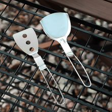 Load image into Gallery viewer, Outdoor Folding Frying Shovel Camping Gear Portable 304 Stainless Steel Spatula Picnic BBQ Mini Mountaineering Travel Dinnerware
