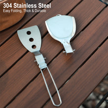 Load image into Gallery viewer, Outdoor Folding Frying Shovel Camping Gear Portable 304 Stainless Steel Spatula Picnic BBQ Mini Mountaineering Travel Dinnerware
