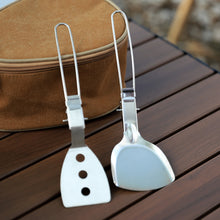 Load image into Gallery viewer, Outdoor Folding Frying Shovel Camping Gear Portable 304 Stainless Steel Spatula Picnic BBQ Mini Mountaineering Travel Dinnerware
