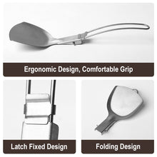 Load image into Gallery viewer, Outdoor Folding Frying Shovel Camping Gear Portable 304 Stainless Steel Spatula Picnic BBQ Mini Mountaineering Travel Dinnerware
