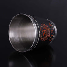 Load image into Gallery viewer, 4PCS Stainless Steel Leather Wine Cup Set 70Ml Camping Picnic Hiking Beer Wine Glasses Outdoor Cutlery With Cup Pack

