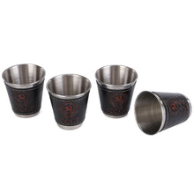 Load image into Gallery viewer, 4PCS Stainless Steel Leather Wine Cup Set 70Ml Camping Picnic Hiking Beer Wine Glasses Outdoor Cutlery With Cup Pack
