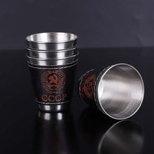Load image into Gallery viewer, 4PCS Stainless Steel Leather Wine Cup Set 70Ml Camping Picnic Hiking Beer Wine Glasses Outdoor Cutlery With Cup Pack
