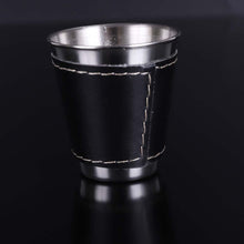 Load image into Gallery viewer, 4PCS Stainless Steel Leather Wine Cup Set 70Ml Camping Picnic Hiking Beer Wine Glasses Outdoor Cutlery With Cup Pack
