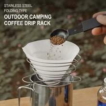 Load image into Gallery viewer, Outdoor Camping Stainless Steel Coffee Spring Filter Rack Portable Foldable Hand Made Coffee Drip Rack Reusable Camping Cutlery
