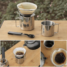 Load image into Gallery viewer, Outdoor Camping Stainless Steel Coffee Spring Filter Rack Portable Foldable Hand Made Coffee Drip Rack Reusable Camping Cutlery
