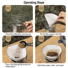 Load image into Gallery viewer, Outdoor Camping Stainless Steel Coffee Spring Filter Rack Portable Foldable Hand Made Coffee Drip Rack Reusable Camping Cutlery
