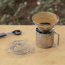Load image into Gallery viewer, Outdoor Camping Stainless Steel Coffee Spring Filter Rack Portable Foldable Hand Made Coffee Drip Rack Reusable Camping Cutlery
