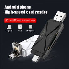 Load image into Gallery viewer, Micro Usb Otg Mobile Phone Card Reader For Android Sd/tf Card Multi-function Three-in-one Card Reader Type-c
