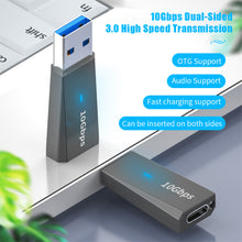Load image into Gallery viewer, Usb To Type-c Female Adapter 10gbps High-speed Converter 3.1usb3.0 Revolution To C Female Zinc Alloy Otg
